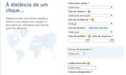 Onde colocar o código de desconto do Viaje Comigo