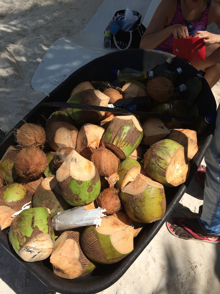 Venda de côcos na Ilha Saona, República Dominicana