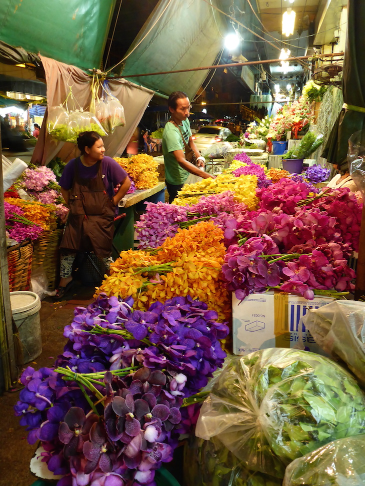 Vendedores no Mercado das Flores, Banguecoque © Viaje Comigo