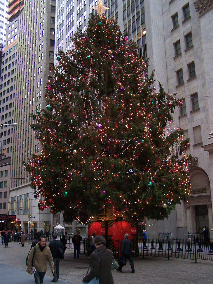 Árvore junto da NYSE, Natal em Nova Iorque © Viaje Comigo