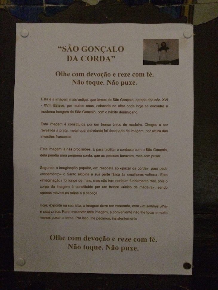 Aviso de São Gonçalo da Corda em Amarante © Viaje Comigo