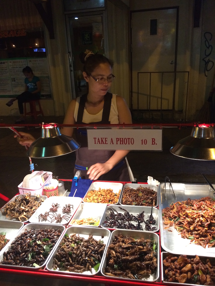 Tem de pagar para tirar foto aos bichinhos. Kao San Road Banguecoque - Tailândia © Viaje Comigo