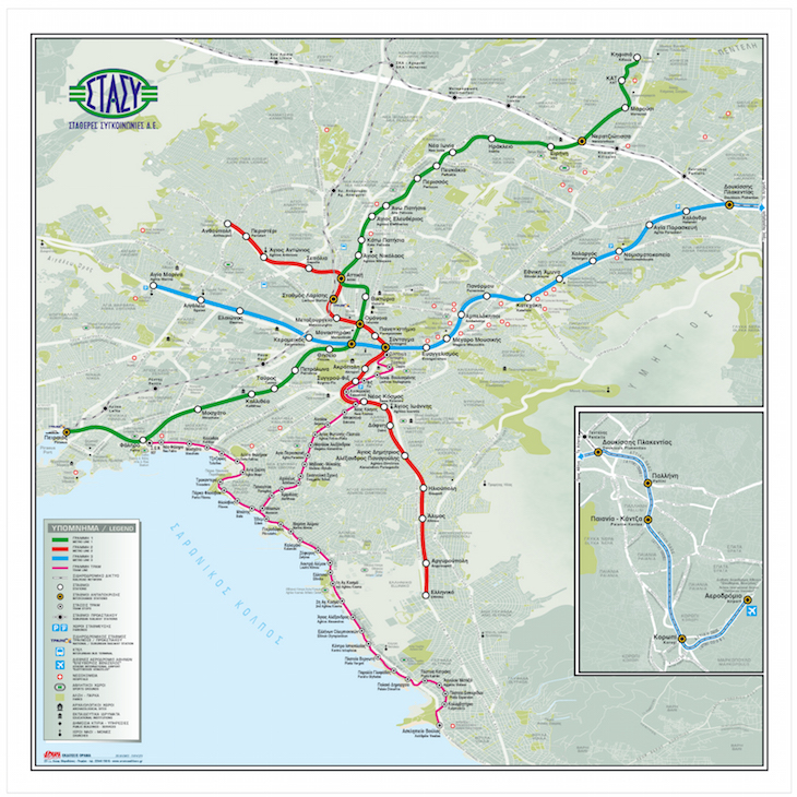 Mapa Metro e Tram, Atenas, Grécia - DR