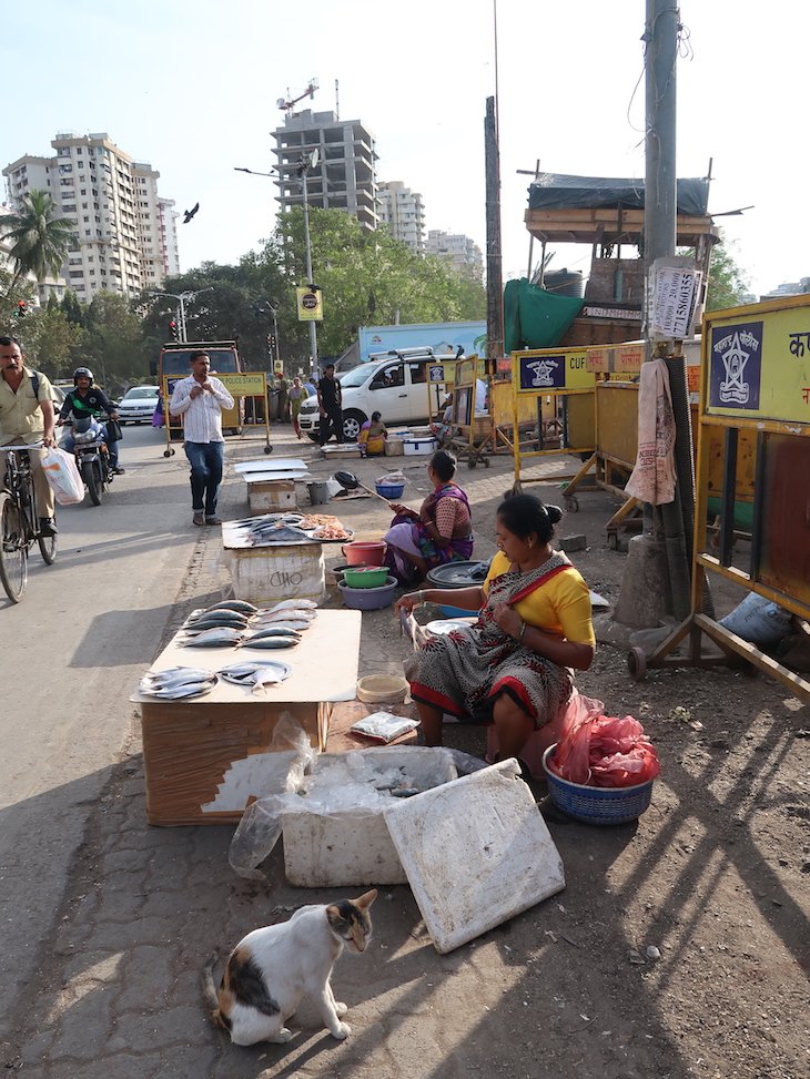 Vender peixe na beira de estrada - Bombaim - Índia © Viaje Comigo