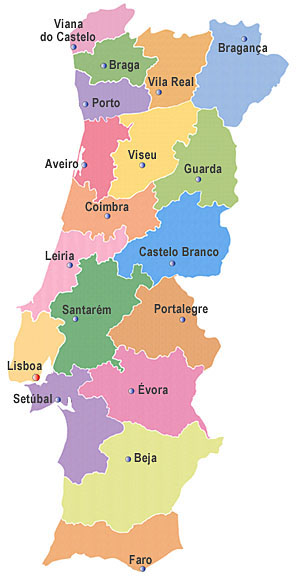 Resultado de imagem para mapa das cidades litoraneas de portugal