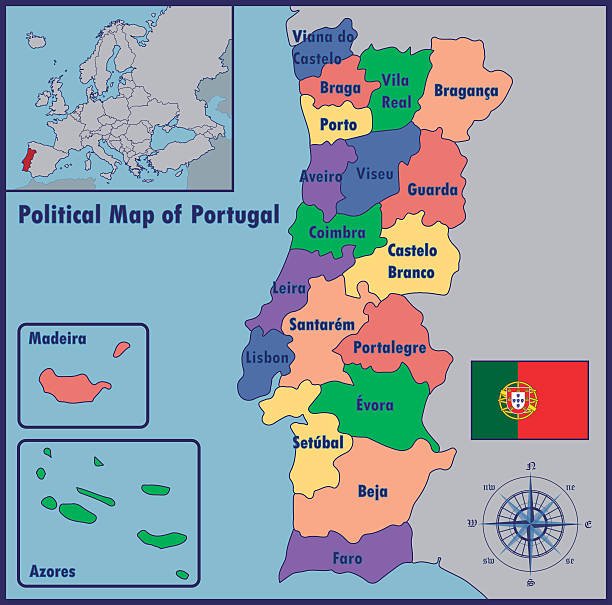 Imprimer Carte Interactive: Distritos de Portugal (1º Ciclo: 4º ano - mapa  de portugal - capitais de distrito - regiões naturais)