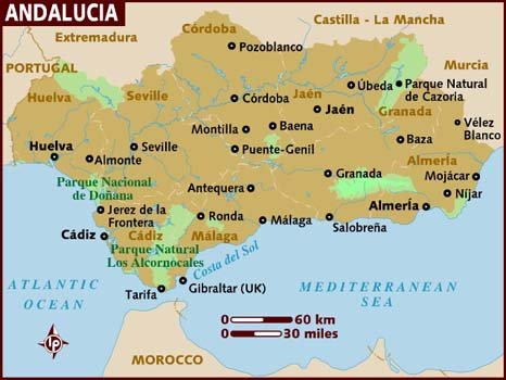 Mapa de Espanha - Mapa da Andaluzia