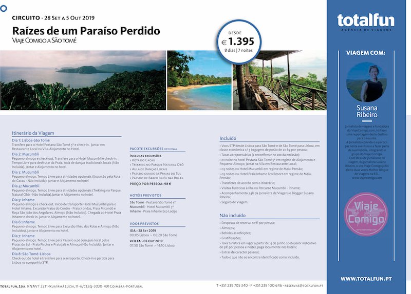 Viaje Comigo para São Tomé e Príncipe - 28 de setembro a 5 de outubro 2019
