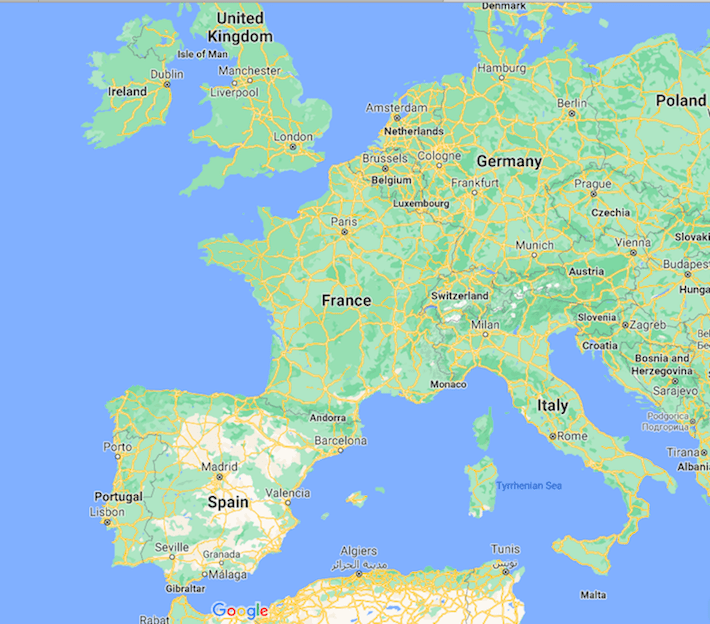 Mapa de França © Google