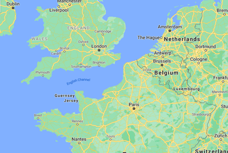 Mapa Norte de França © Google