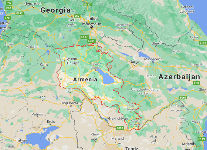 Mapa Arménia © Google