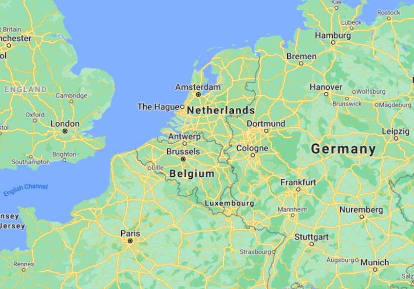 Mapa Bélgica © Google