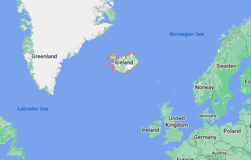 Mapa Islândia © Google