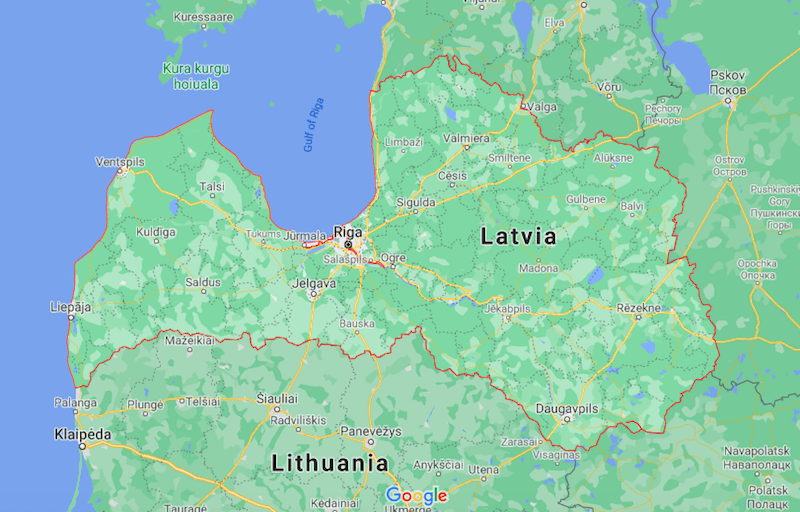 Mapa Letónia © Google