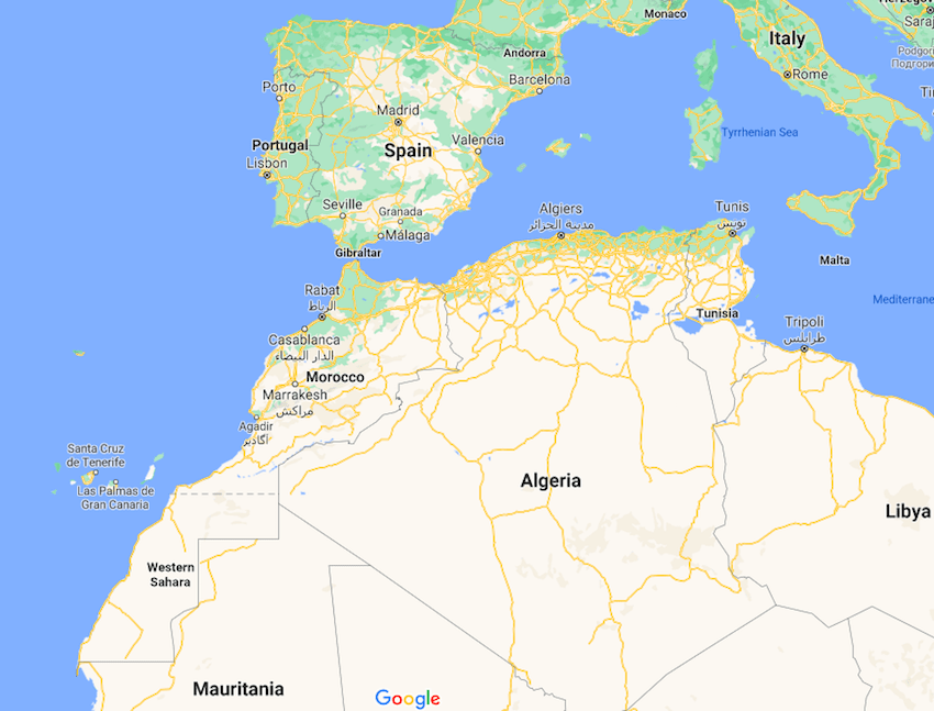 Mapa Marrocos © google