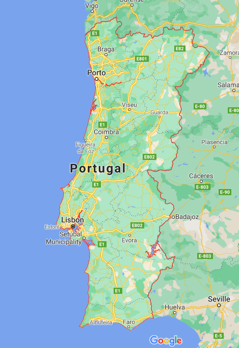 Mapa Portugal © Google