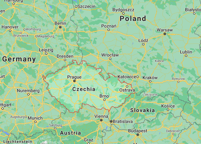 Mapa República Checa © Google