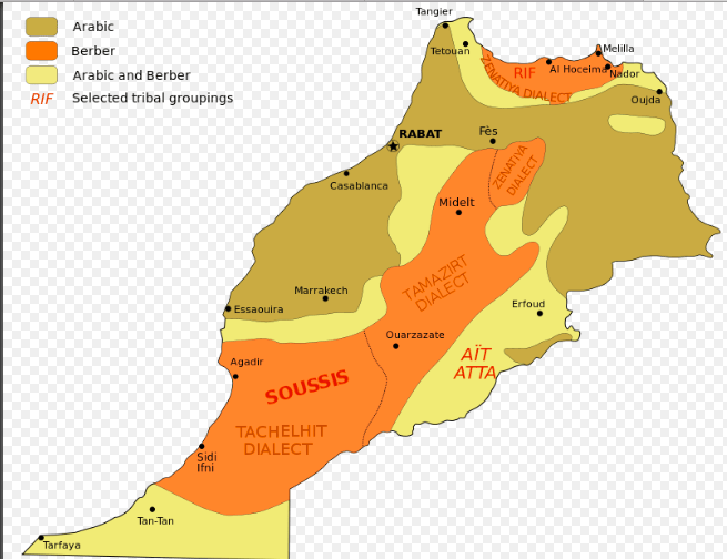 Mapa grupos étnicos em Marrocos © wikipedia