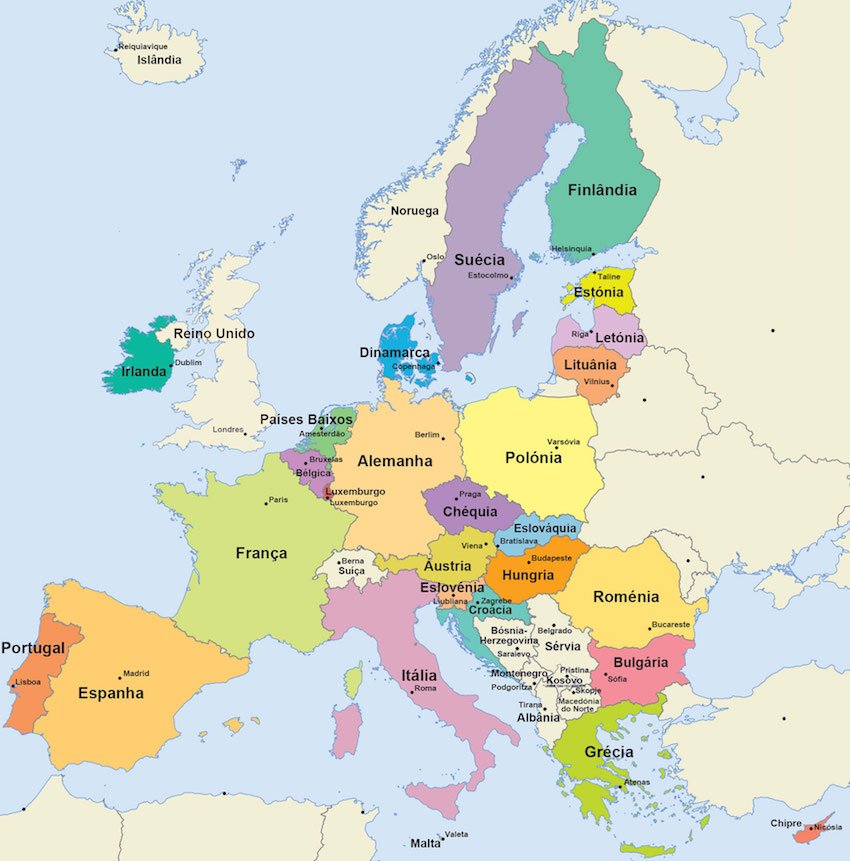 Mapas da europa, reino unido, frança, espanha, portugal, itália e alemanha