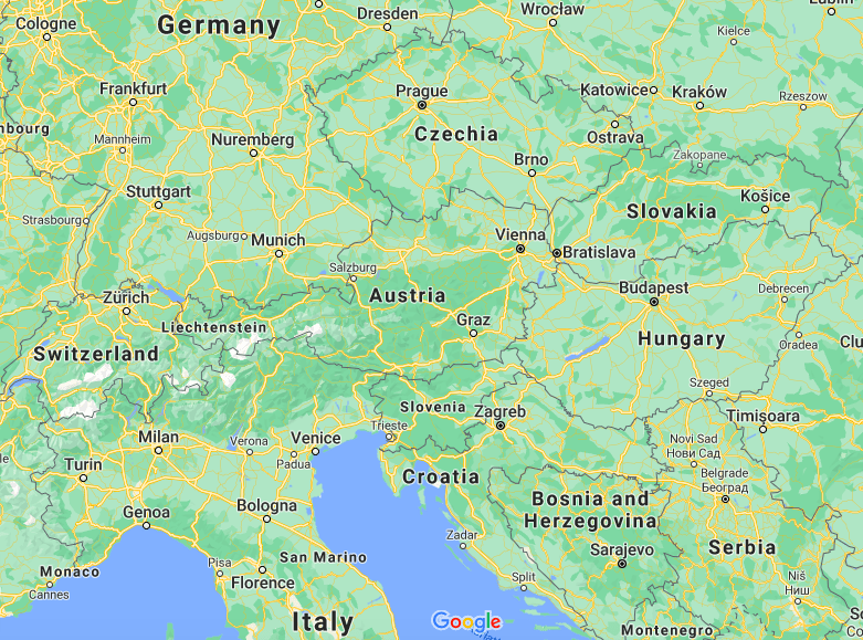 Mapa Áustria © Google