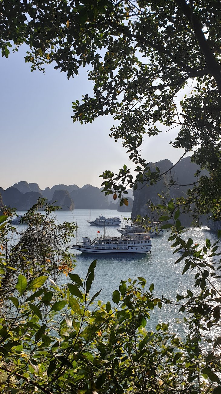 Barco visto da Thien Canh Son Cave - Baia de Ha Long - Halong Bay - Vietname © Viaje Comigo