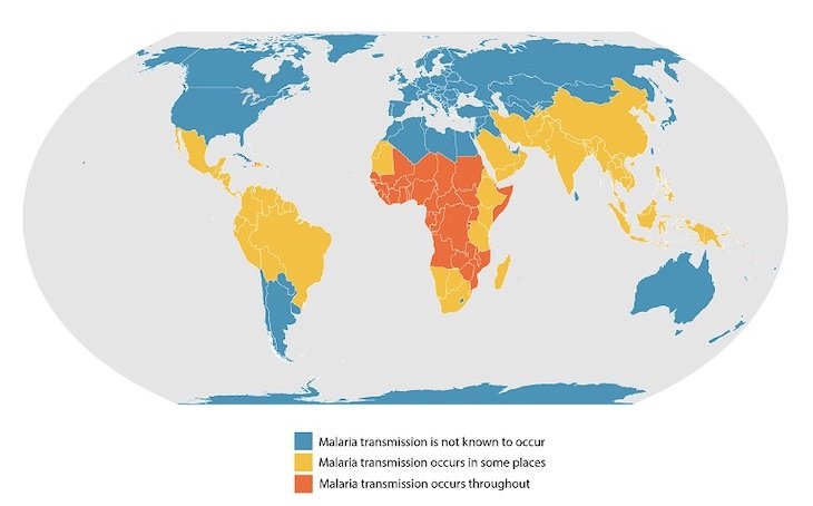 Mapa dos maiores focos de Malária