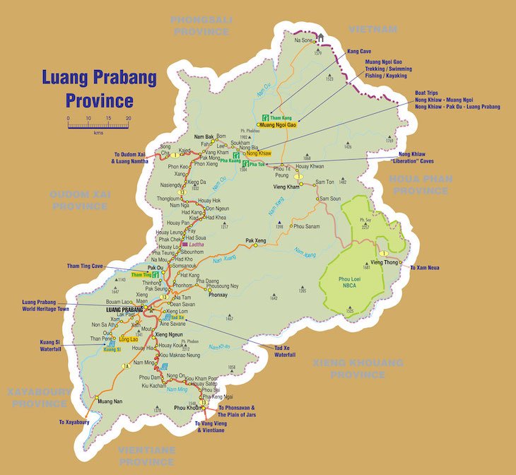Mapa Luang Prabang, Laos