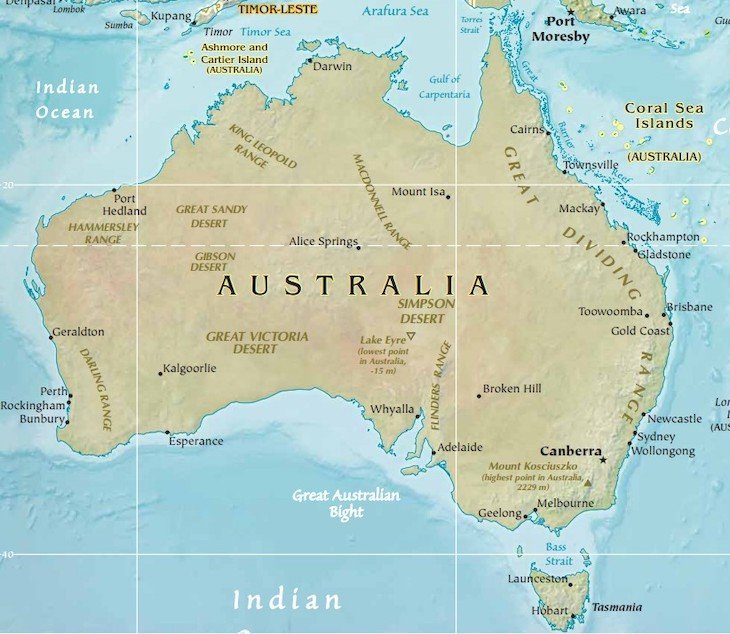 Mapa da Austrália © 