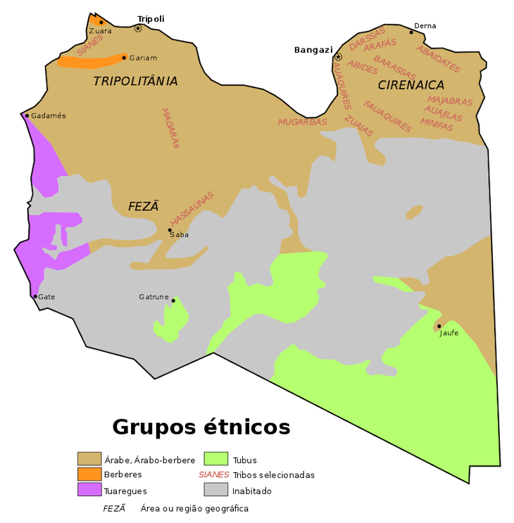Mapa da Líbia